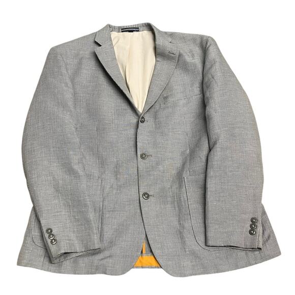 NAUTICA GEAR COAT Mens Blazer Gray LINEN BLEND 3 Button DOUBLE VENT Preppy - Picture 1 of 12